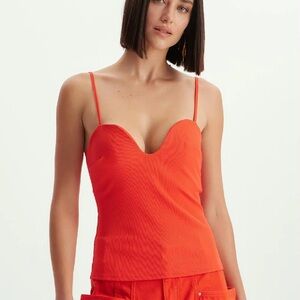 Fitted Orange Sleeveless Bustier Camisole